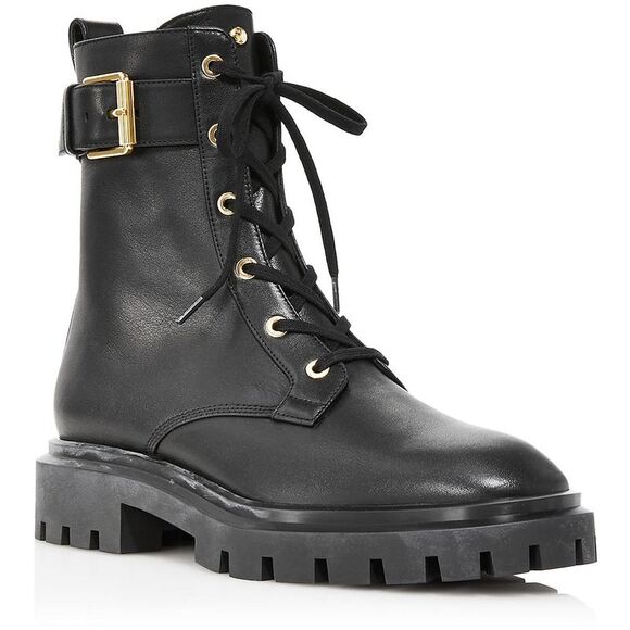 Stuart Weitzman Womens Ultra  Black Pull On Combat & Lace-up Boots Shoes NWOB - Picture 1 of 4